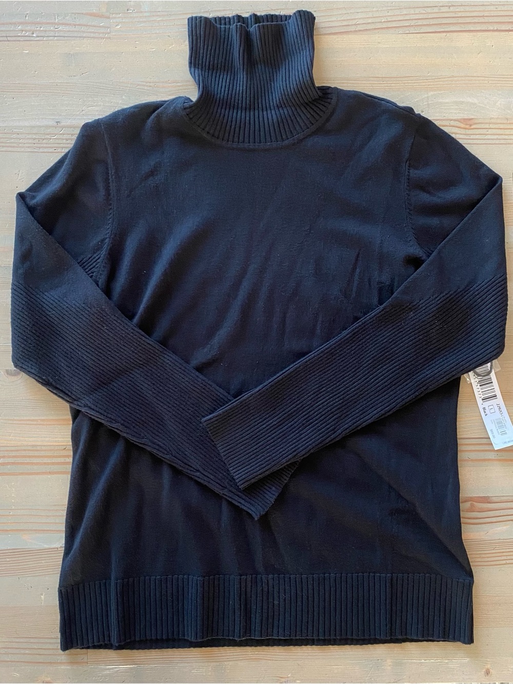 Tribal Black Ribbed Turtleneck Sweater - Size: Large